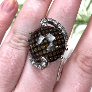 NWT! Brown rhinestone statement ring